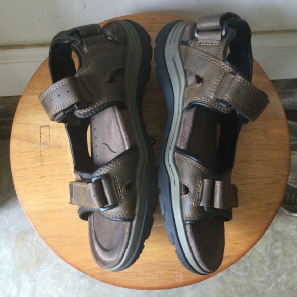 Earth Spirit Shoes Earth Spirit Brown Leather Sandals Mens 9 Adjustable With Gelron Cushion